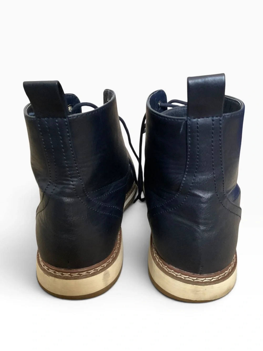 Hawke & Co. Men's Sierra Navy Leather Lace-Up Boots Size 10